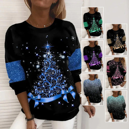 Cozy Christmas sweater with festive 3D digital prints in a variety of holiday-inspired colors