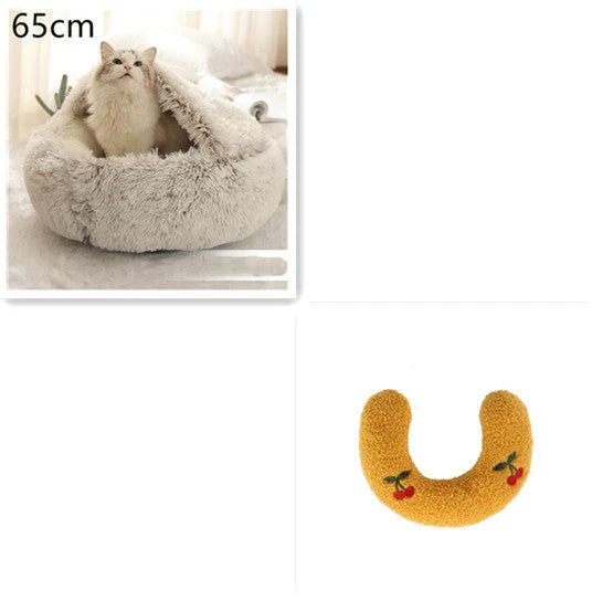 Cozy All-in-One Pet Bed in various colors and sizes, providing a plush and comfortable retreat for cats and dogs