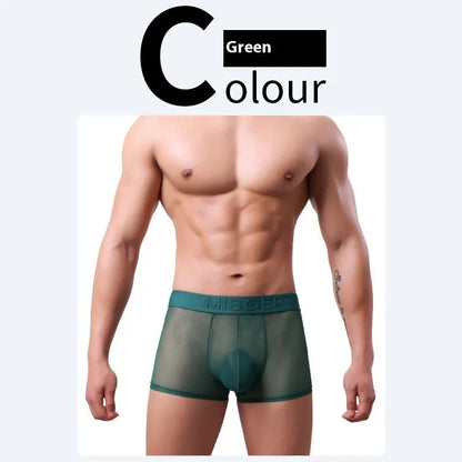 Men's thin flat-knit boxer shorts in black, showing the minimalist design and soft texture of the quick-dry fabric.