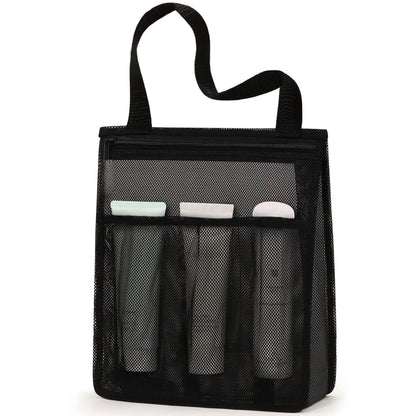 Large black and pink swimming gym bag with dry wet separation and an external mesh pocket.