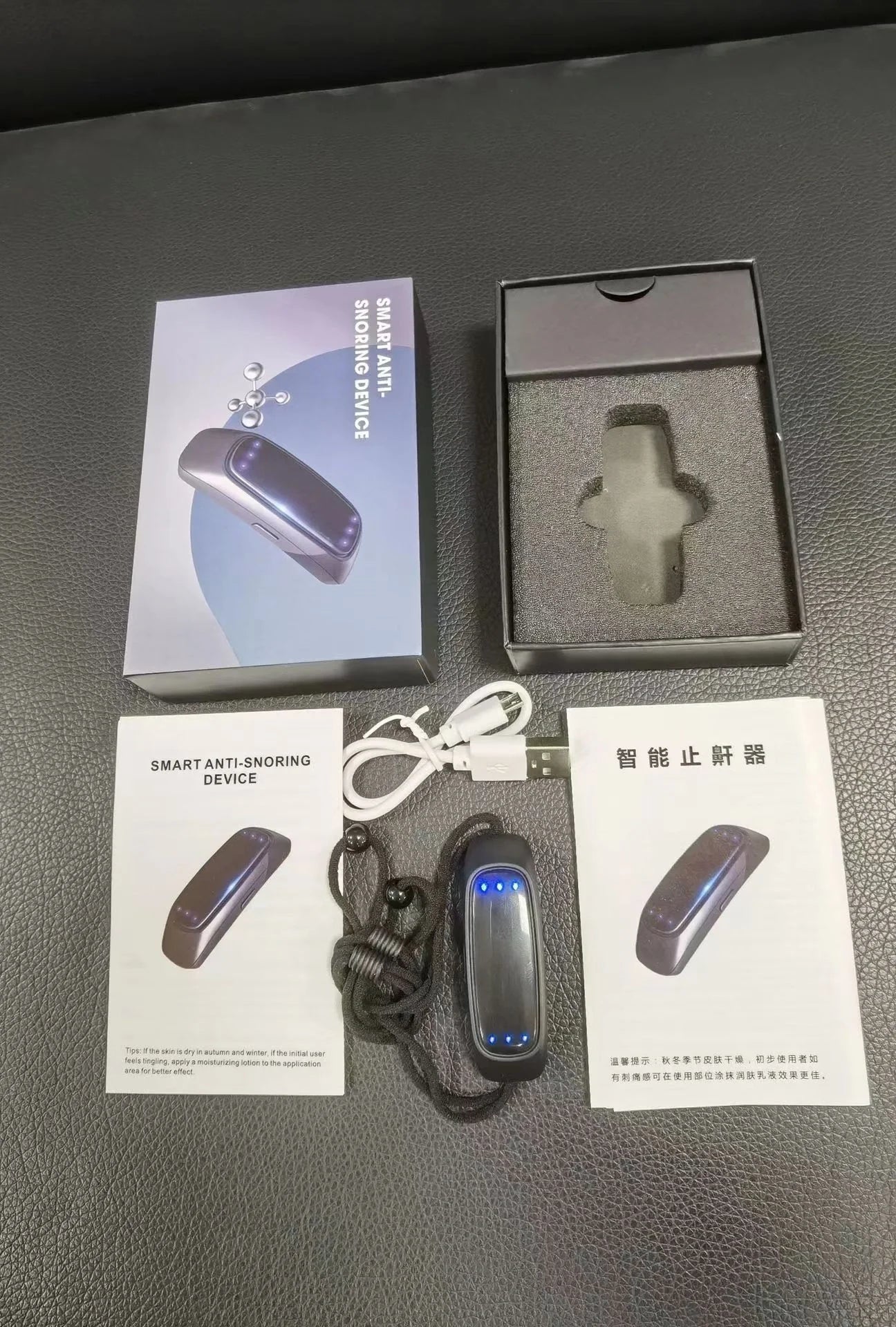 Smart Anti-Snoring Device with EMS Pulse Technology in Black