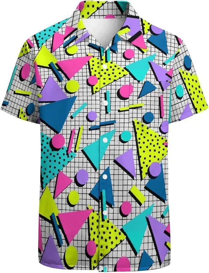 Men's slim fit short sleeve casual shirt with cardigan style and camouflage pattern