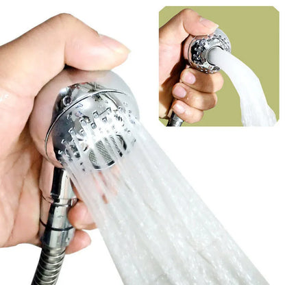 Silver non-pressurized handheld shower head for gentle pet and baby washing