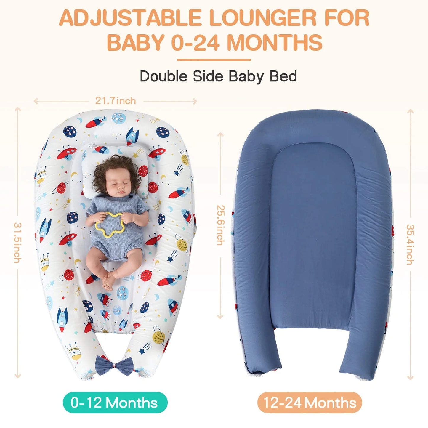 Baby's Crib with detachable pure cotton sleeve and memory foam core