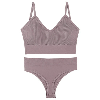 Women's Wireless Push-up Bra Set with French Triangle Cup in various colors and sizes
