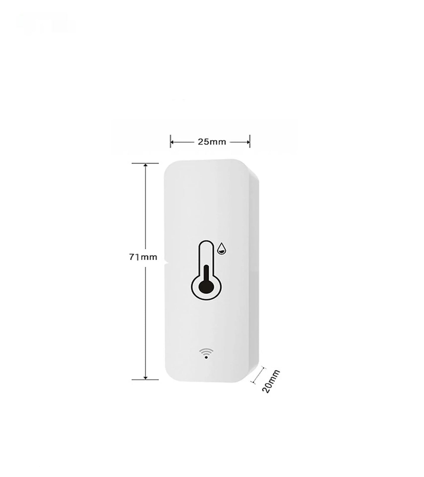 Compact white ABS plastic WiFi and Zigbee temperature and humidity sensor for smart homes.