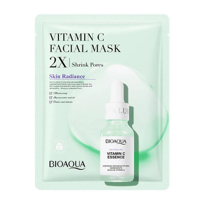 White collagen and hyaluronic acid facial sheet mask in 30g gel format on skin