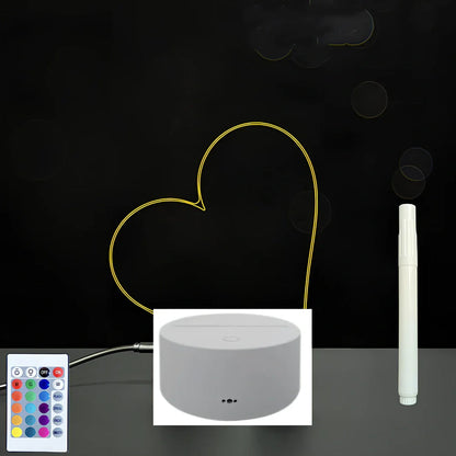 3D acrylic LED message board on black ABS base, 96cm x 40cm, with touch colourful lights and stylus
