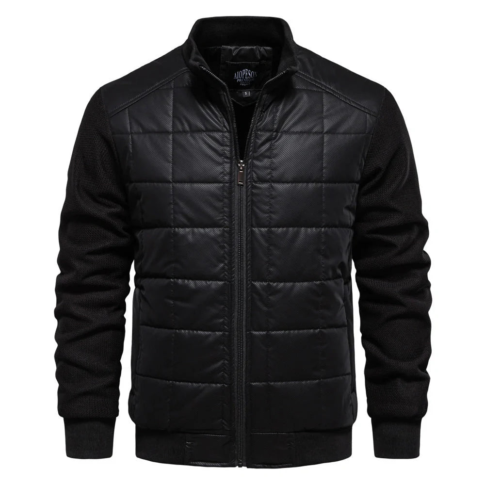Men's Winter Stand Collar Stitched Zipper Jacket in various colours