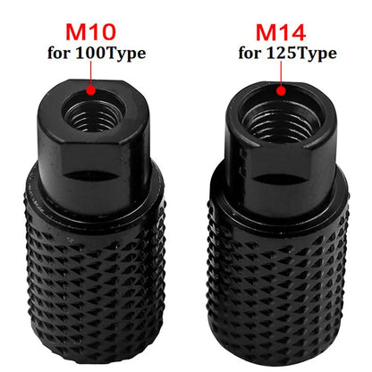 Spherical angle grinder grinding head with M10 and M14 thread compatibility