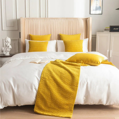 Pure cotton bed flag with texture pillow cover in various colours and UK bed sizes