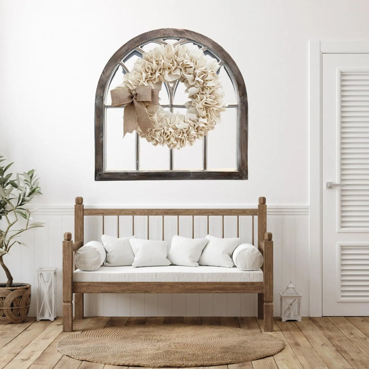Linen garland door hanging decoration in modern simplicity style made from plastic cloth, single linen wreath for indoor display