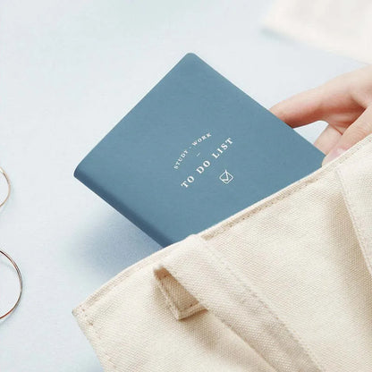 Simple Style A6 todo list notebook in blue, green, pink, or yellow with PU cover and 96 pages.