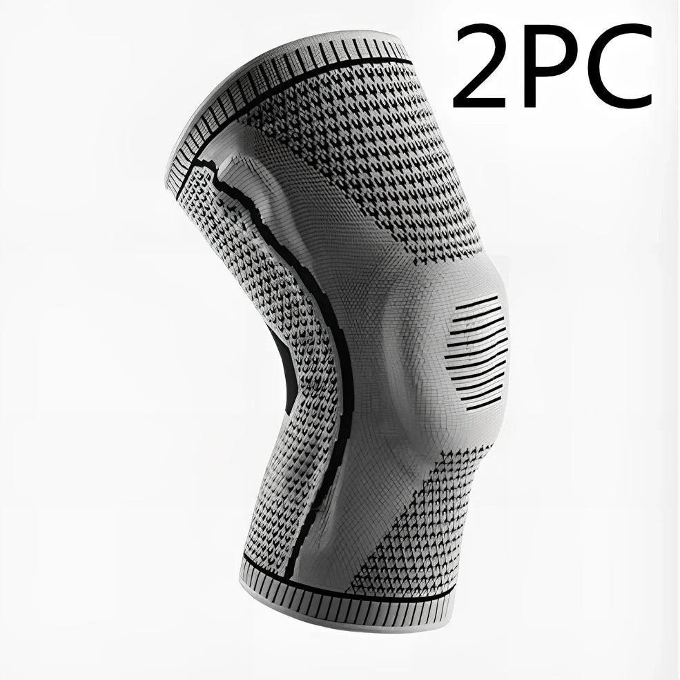 Compression sports knee pads with silicone springs for meniscus protection during basketball and running activities