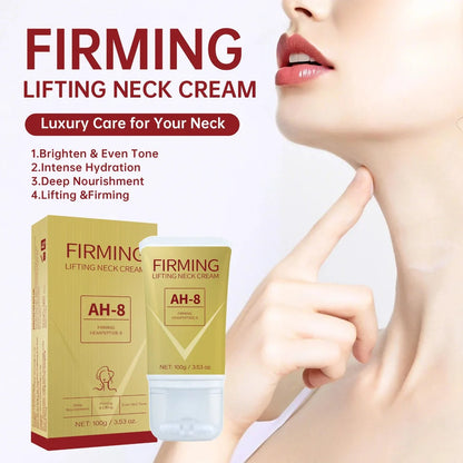 Neck firming cream with roller applicator, 120g container for daily neck skincare treatment