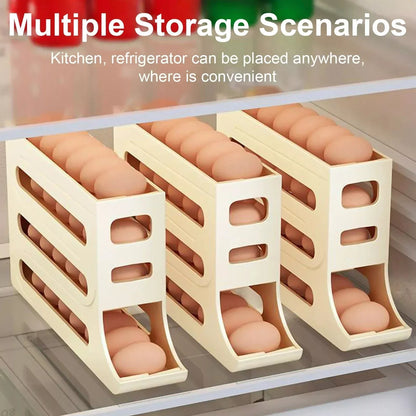 4-Layer Automatic Egg Roller Sliding Tray for refrigerator side door