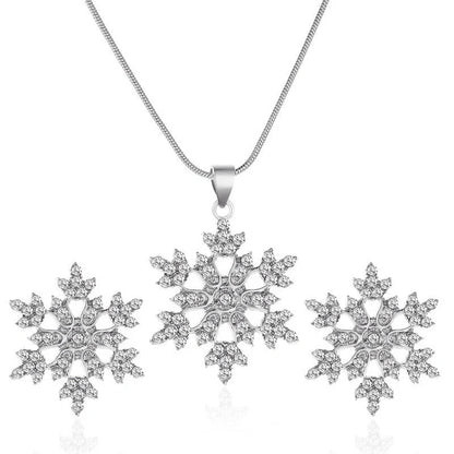 Elegant Snowflake Necklace Set with Rhinestones for Valentine's Day
