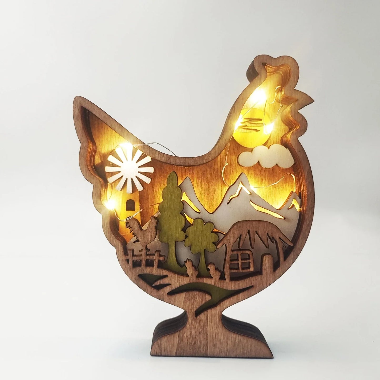 Boxwood animal home decoration with natural wood texture and detailed carving