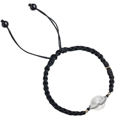 Ethnic style crystal bracelet with vintage woven strap and chamfered square grain details