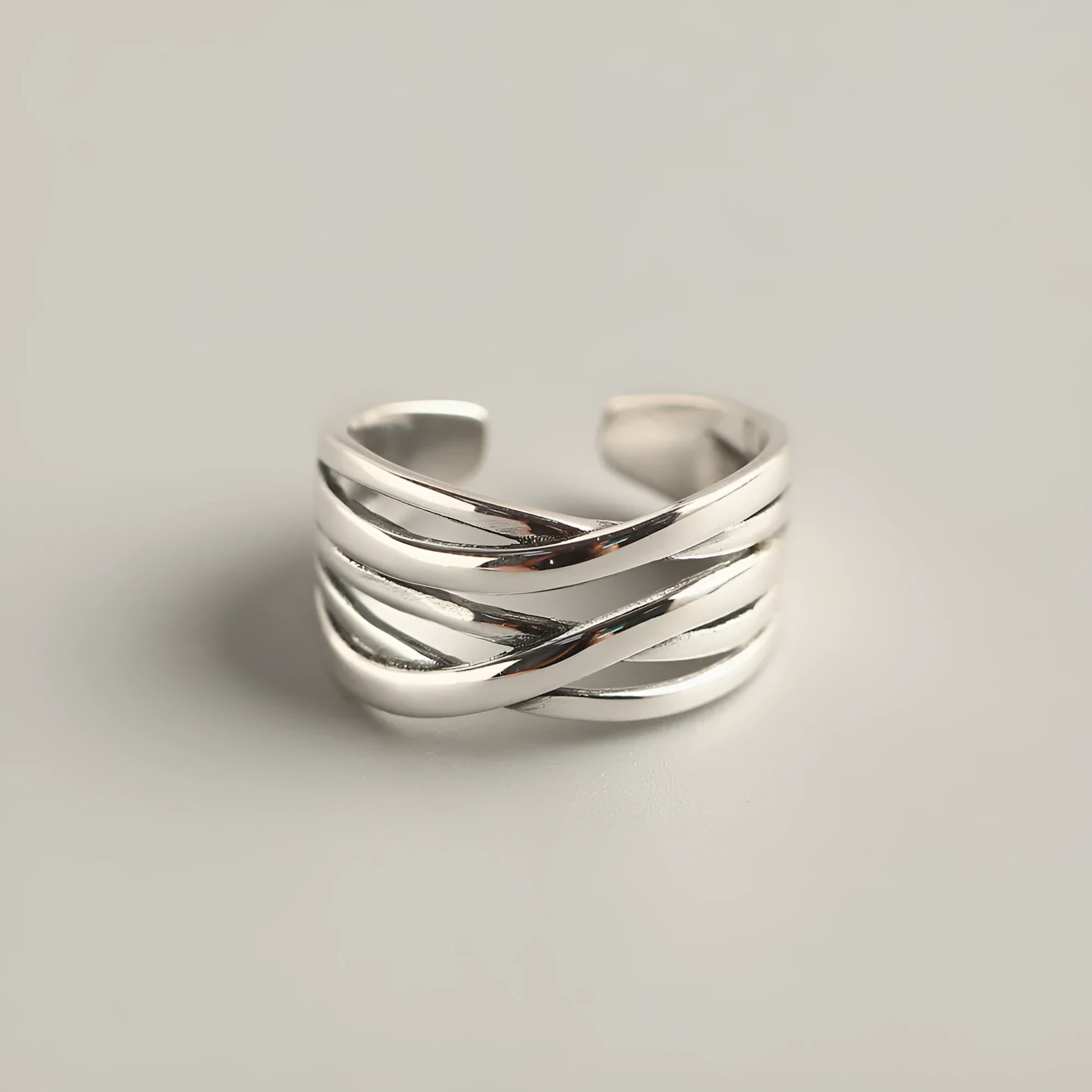 Women's S925 sterling silver ring with vintage weave pattern in retro silver colour
