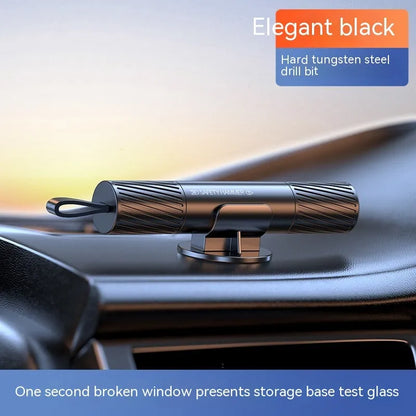 Aluminium alloy car safety hammer with a hardened steel tip for breaking windows and cutting seatbelts.
