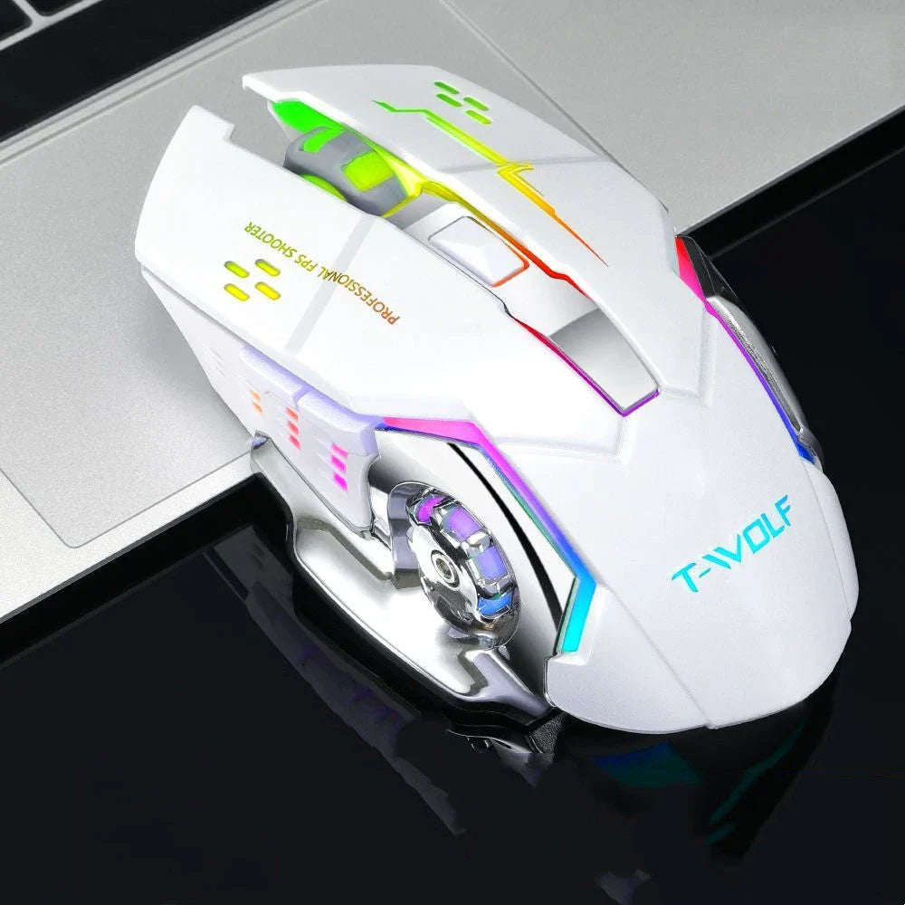 Wireless 2.4GHz USB Optical Gaming Mouse with Adjustable DPI, Programmable Macro Buttons, and Vibrant RGB Backlighting