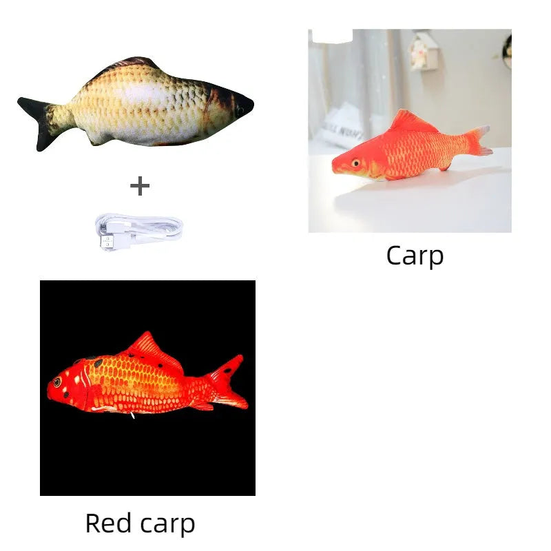 30cm multicolour electronic jumping fish cat toy with USB charging cable