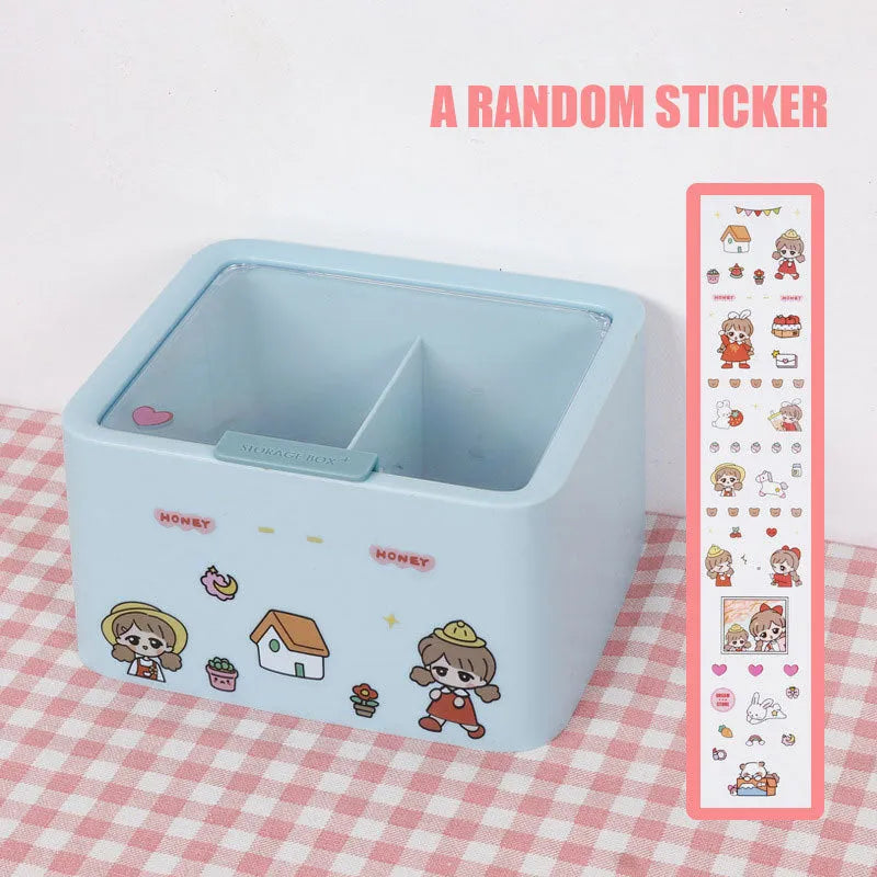 Wall-mounted PP storage box with non-marking stickers in Nordic blue, green, or pink.