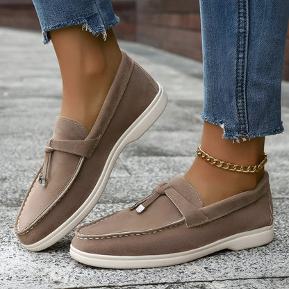 Men's casual canvas slip-on loafers with a platform heel in black, apricot, or brown.