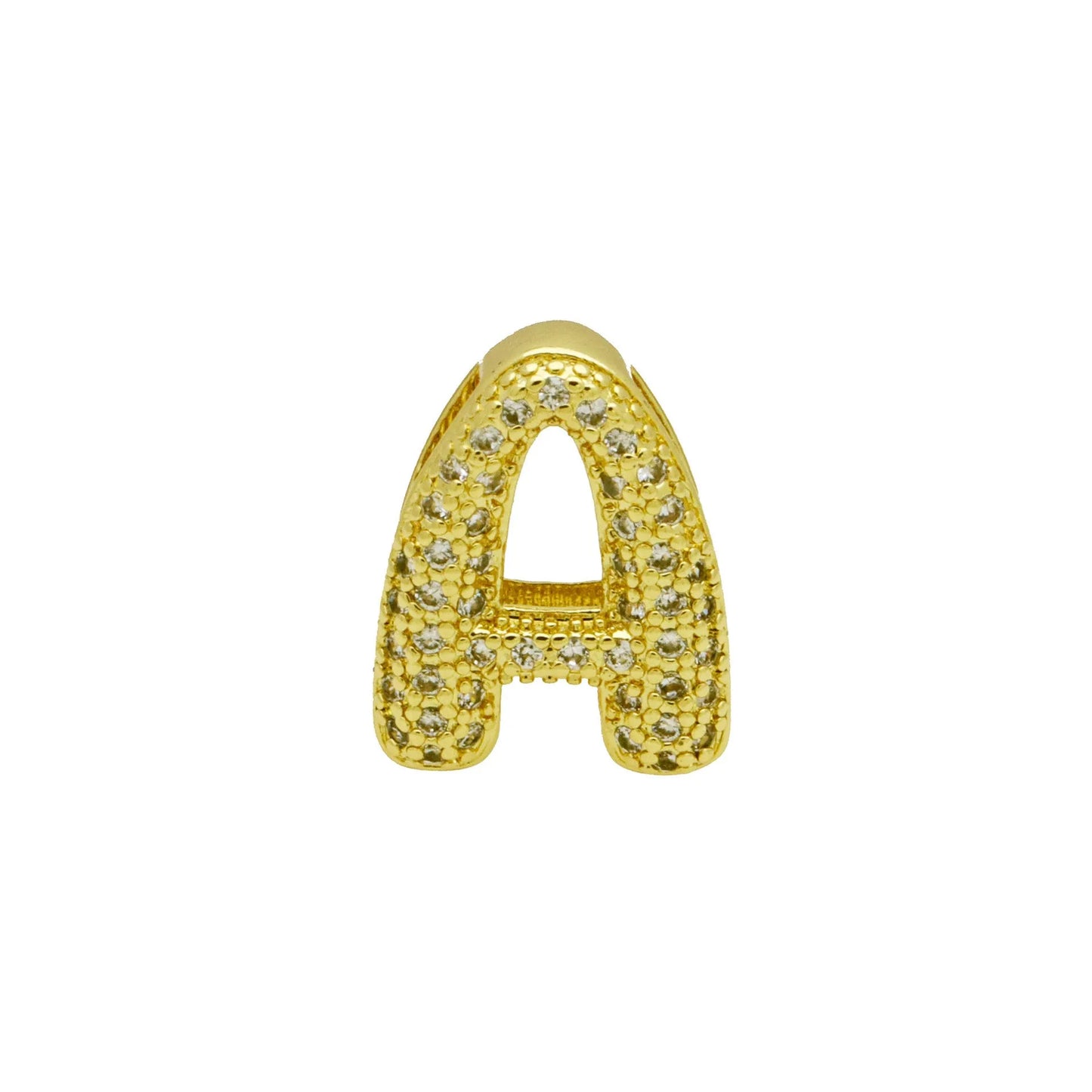 Retro copper bracelet with a letter 'A' charm featuring micro inlaid zircon, shown in a gold finish.