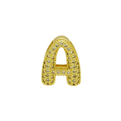 Retro copper bracelet with a letter 'A' charm featuring micro inlaid zircon, shown in a gold finish.