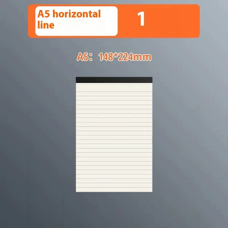 A5 and B5 tearable writing pads with blank, grid, and lined 80-sheet options.
