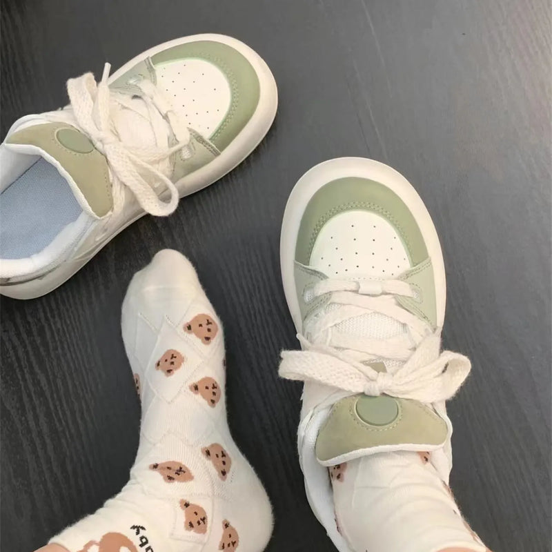 Women's PU Mesh Casual Shoes with Flat Heel Round Toe Design in Green Colour - Breathable Lightweight Non-Slip Footwear Available in EU Sizes 35-40 for Everyday Wear