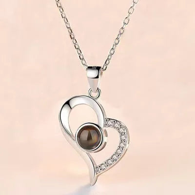 Valentine's Day Metal Rose Jewelry Gift Box Necklace with adjustable crystal necklace and maroon gift box