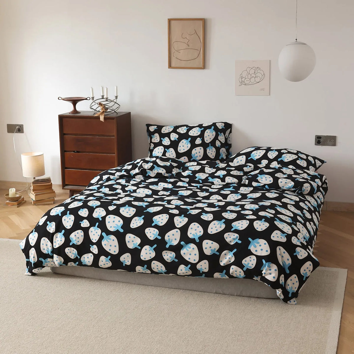 Pure cotton printed bedding set with quilt cover, sheet, and pillowcases in 1.2m to 2.0m sizes