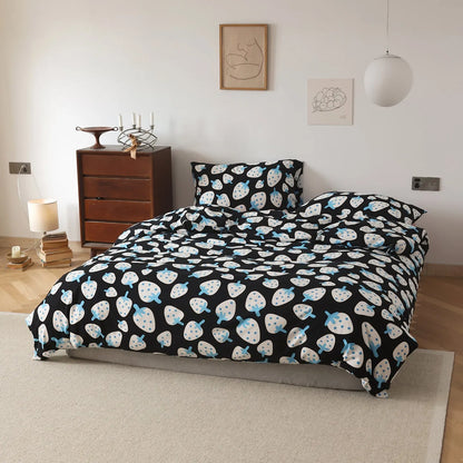 Pure cotton printed bedding set with quilt cover, sheet, and pillowcases in 1.2m to 2.0m sizes