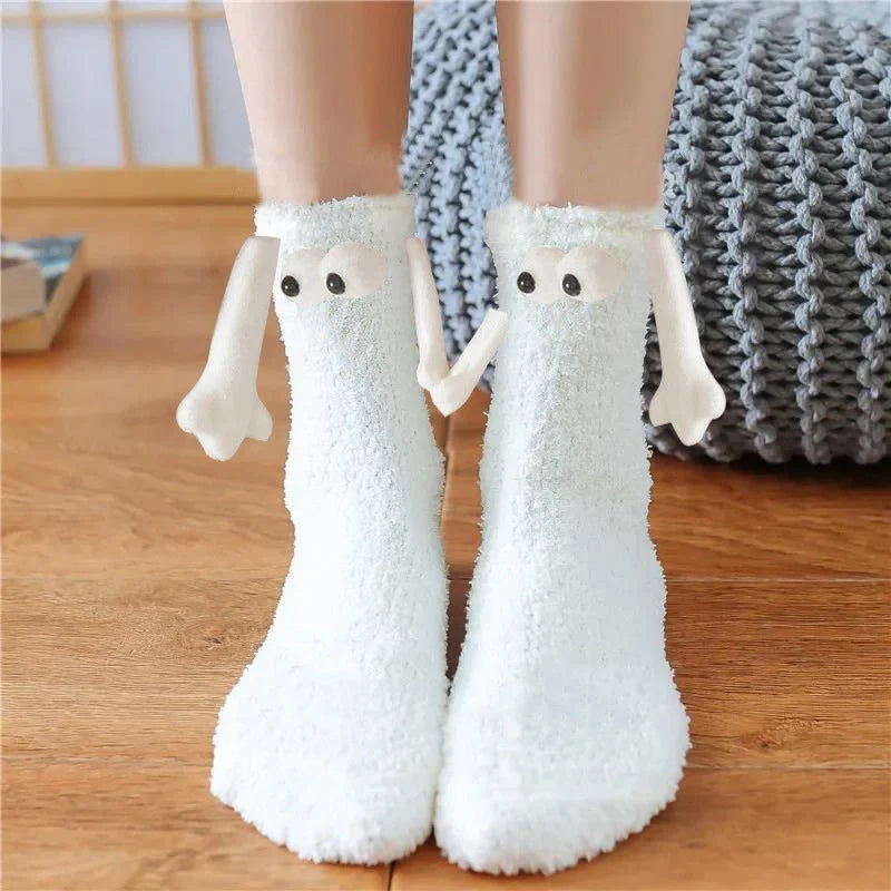 Christmas couple socks with magnetic suction feature for hand holding, in various animal patterns