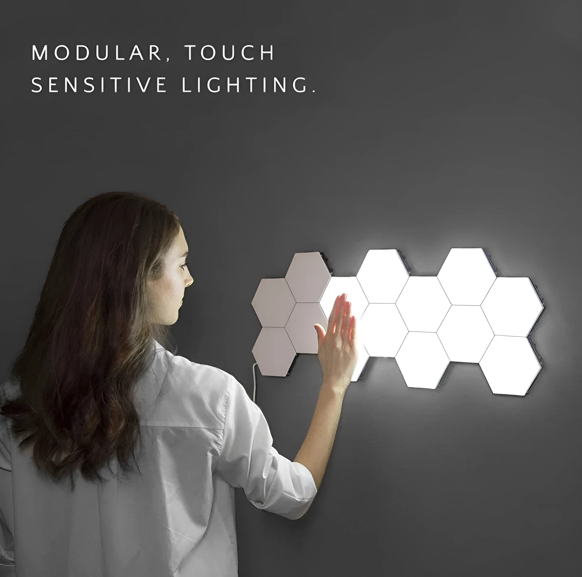 Helios honeycomb modular touch wall lamp in modern minimalist design with LED illumination