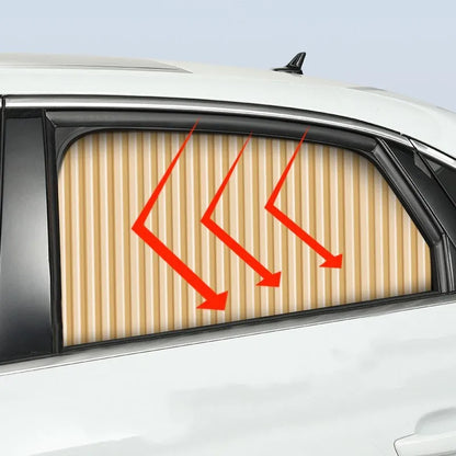 Retractable car sunshade curtain in thick opaque cloth with roller shutter mechanism