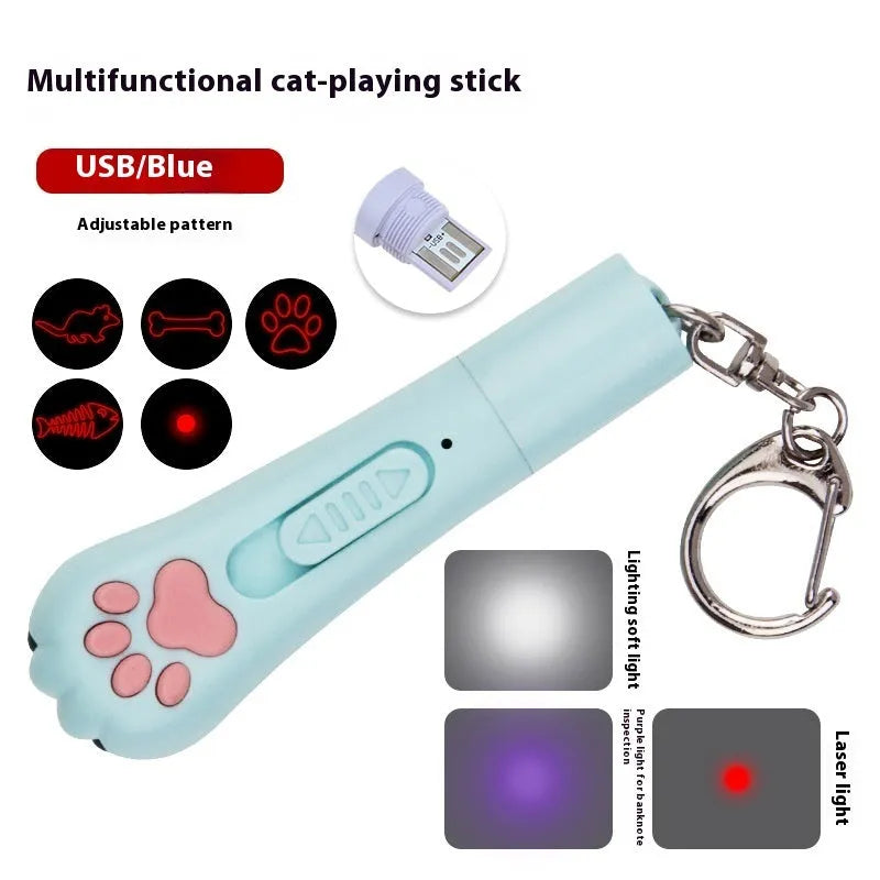 Infrared cat laser teasing stick with five patterns including cat footprints design