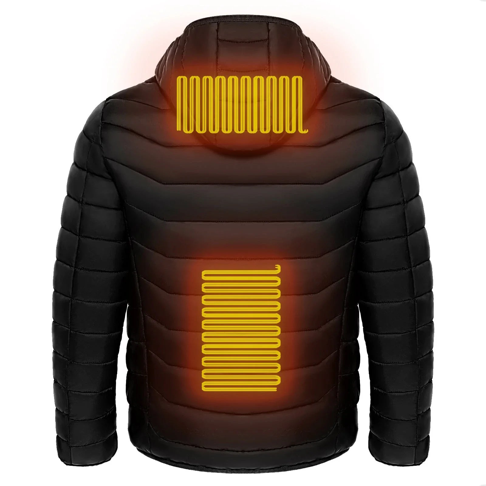 Men's heated puffer jacket with electric heating technology for skiing and outdoor activities