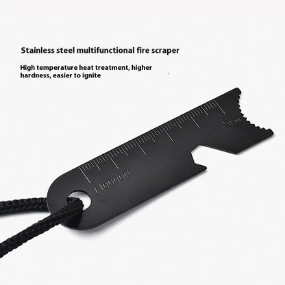 Black outdoor multifunctional flint survival tool with magnesium rod and stainless steel scraper