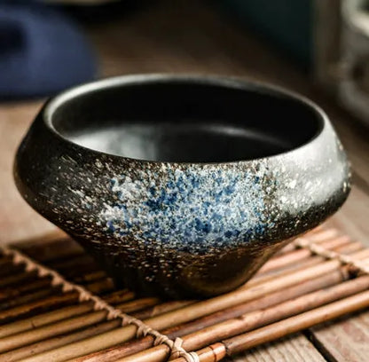 Ceramic tall bowl with Edo pattern, 15cm height, microwave-safe porcelain for soups and noodles