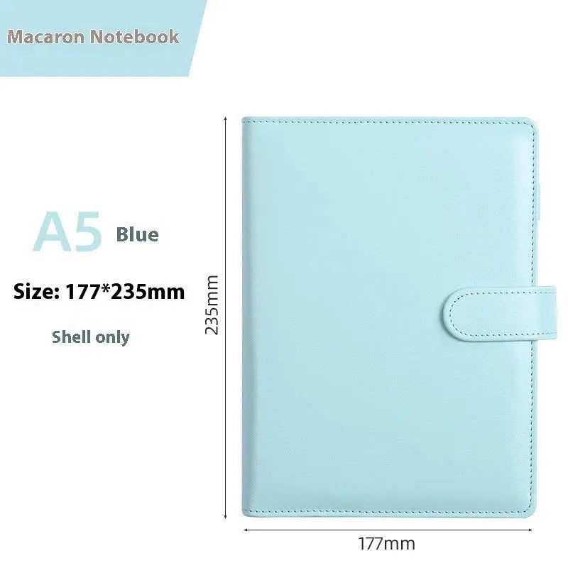 A5 PU leather notebook binder shell with zipper closure in a solid colour.