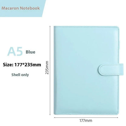 A5 PU leather notebook binder shell with zipper closure in a solid colour.