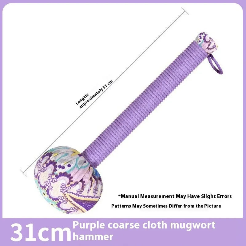 Argy wormwood health care massage hammer in green, pink, purple, red, or yellow, shown in 26cm and 31cm sizes.