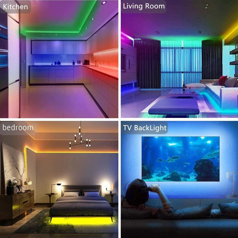 Versatile RGB LED strip lights for customizable home decor and ambient lighting