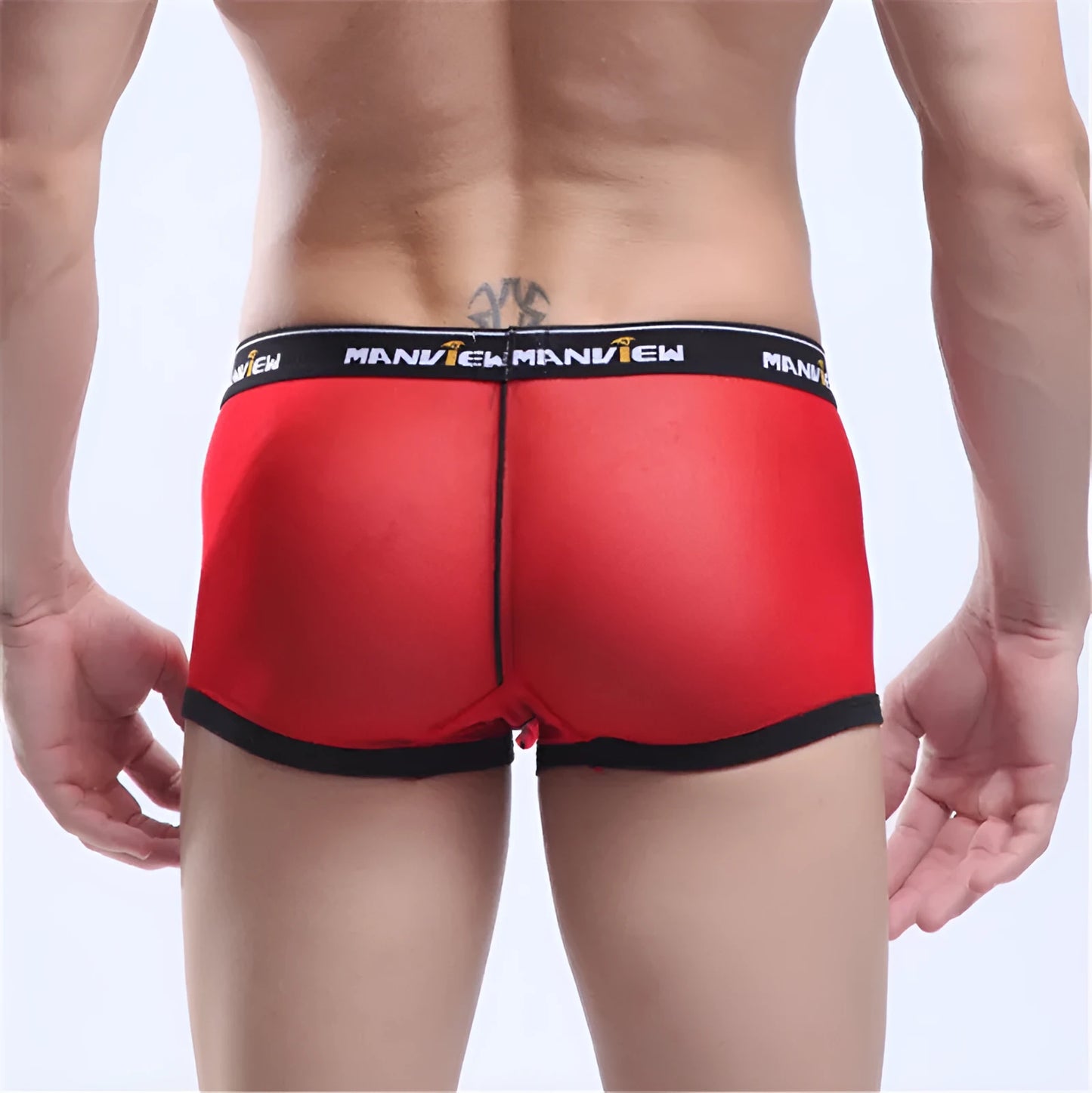 Men's mesh boxer shorts in solid colours with breathable fabric construction