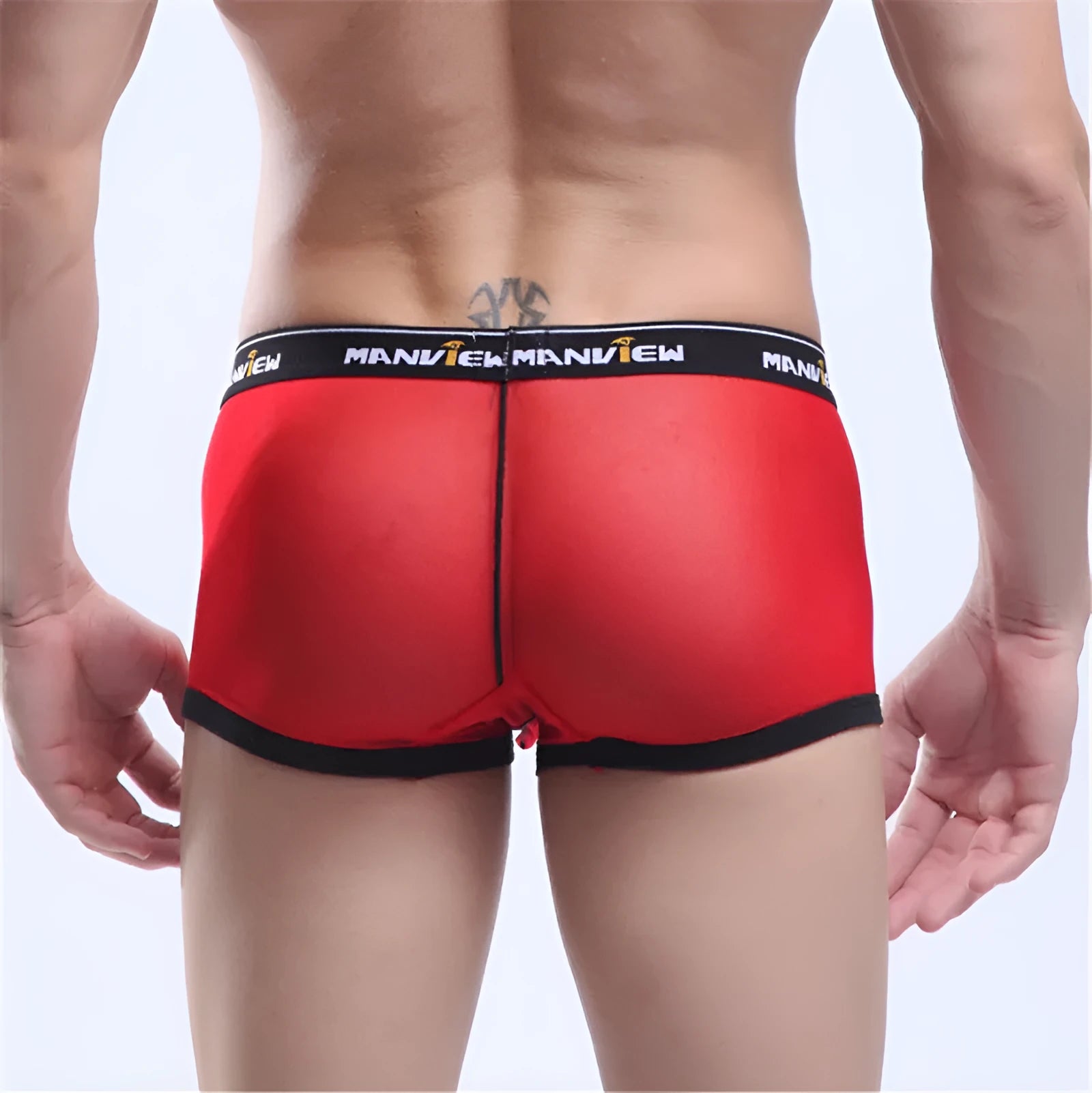 Men's mesh boxer shorts in solid colours with breathable fabric construction