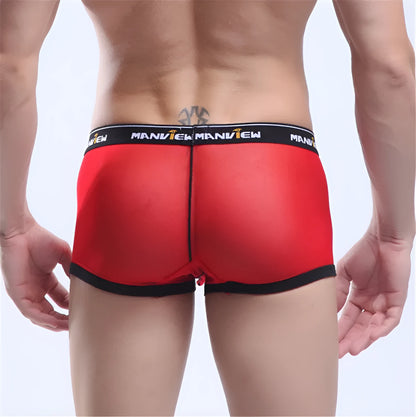Men's mesh boxer shorts in solid colours with breathable fabric construction